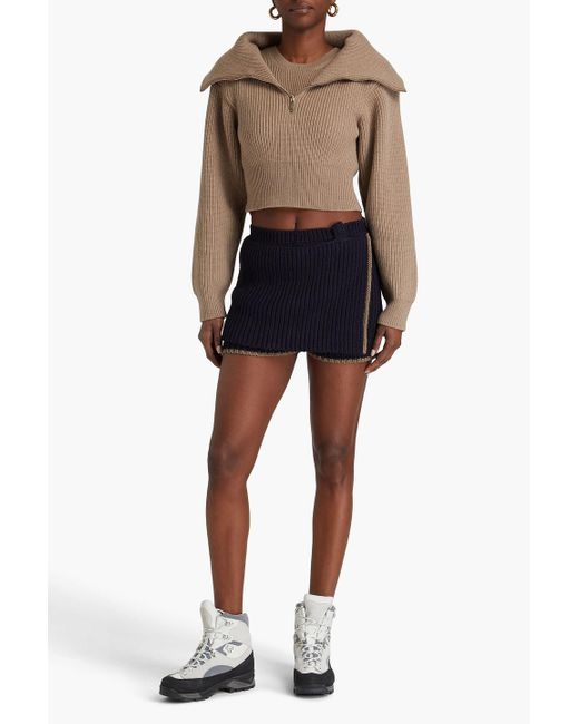 Jacquemus Blue Pipa Skirt-effect Ribbed-knit Shorts
