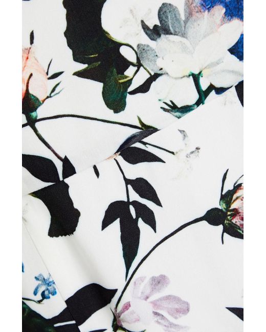 Erdem White Evita Floral-print Crepe De Chine Mini Dress