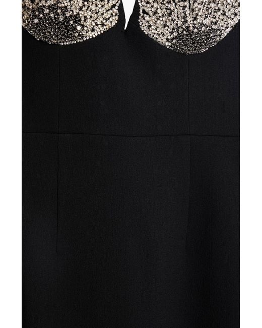 Rebecca Vallance Black Cordelia Strapless Crystal-embellished Crepe Midi Dress