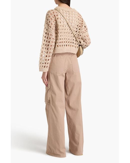 Brunello Cucinelli Natural Cropped Open-knit Jute-blend Sweater