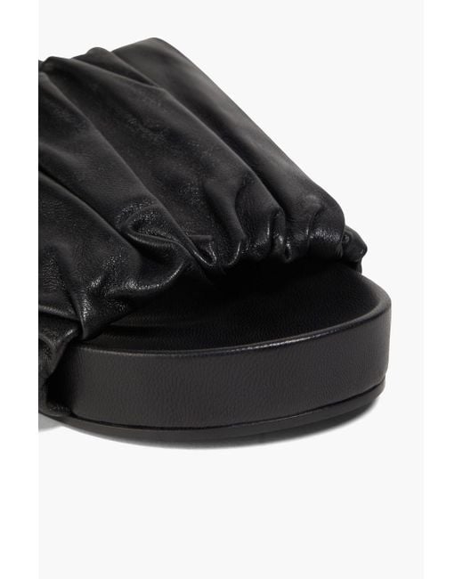 Jil Sander Black Ruched Leather Slides