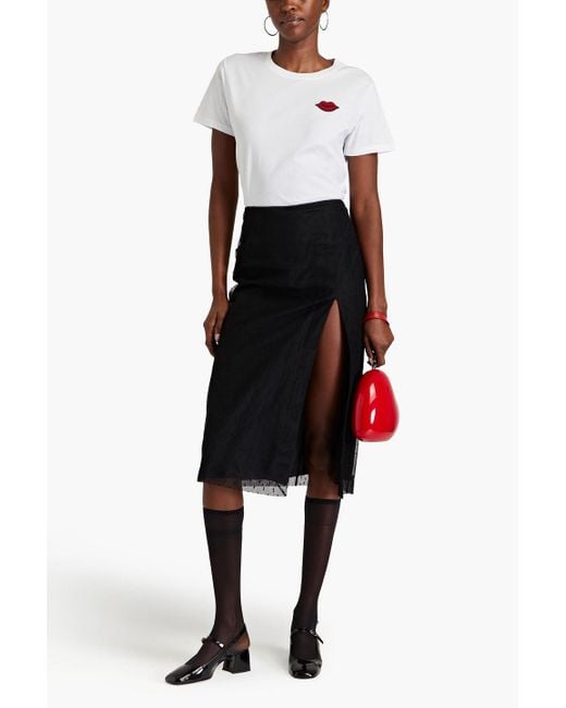 RED Valentino Black Point D'espirit Midi Skirt