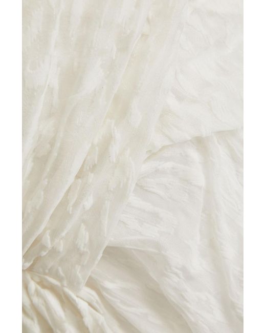 IRO White Layana minikleid aus beflocktem seidenchiffon mit wickeleffekt