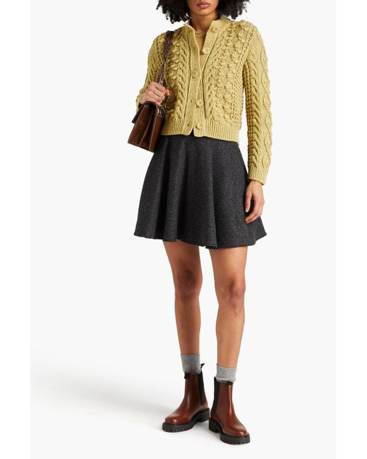 Tory Burch Yellow Mélange Cable-knit Cotton Cardigan