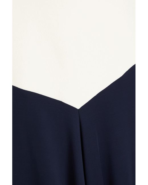 Victoria Beckham Blue Zweifarbiges midikleid aus geripptem jersey