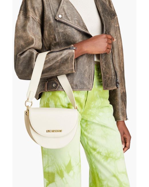 Love Moschino Natural Faux Textured Leather Shoulder Bag
