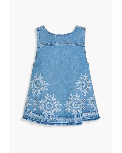 Ganni Blue Embroidered Denim Top
