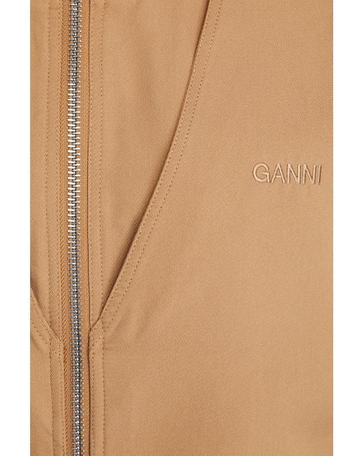 Ganni Brown Drawstring Hooded Coat