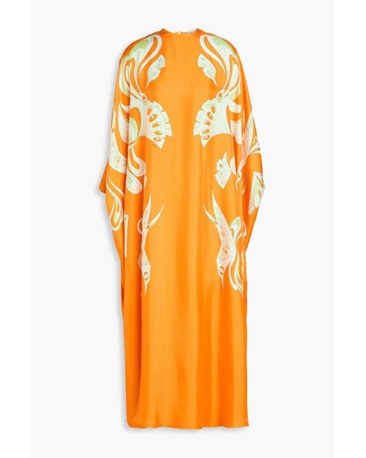 Emilio Pucci Orange Printed Silk-twill Kaftan