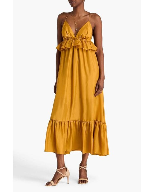 Zimmermann Yellow Ruffled Silk Maxi Dress
