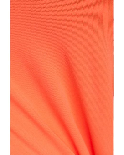 Bondi Born Orange Zuri One-shoulder Cutout Knotted Swimsuit