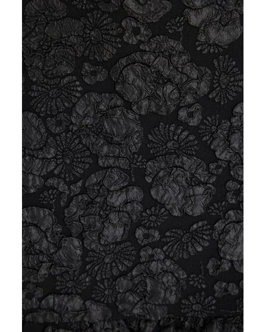 Ganni Black Ruffled Cloqué Mini Skirt