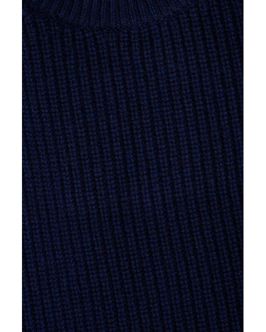 10 Crosby Derek Lam Blue Marcia Printed Crepe-paneled Wool Sweater