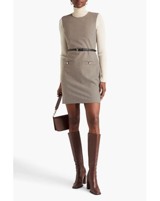 Veronica Beard Brown Yumi Houndstooth Twill Mini Dress