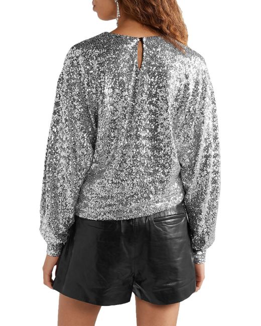 Isabel Marant Gray Olivia Sequined Jersey Blouse