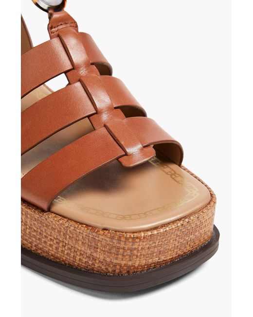 Sam Edelman Brown Naima Embellished Leather Platform Sandals