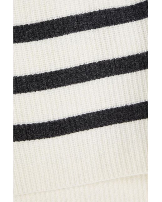 Alex Mill White Felix Striped Merino Wool Half-zip Sweater