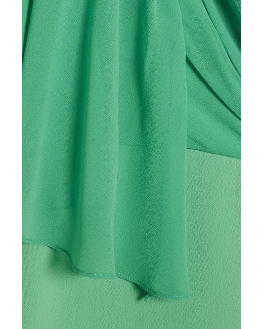 Badgley Mischka Green Kleid aus crêpe und chiffon mit wickeleffekt