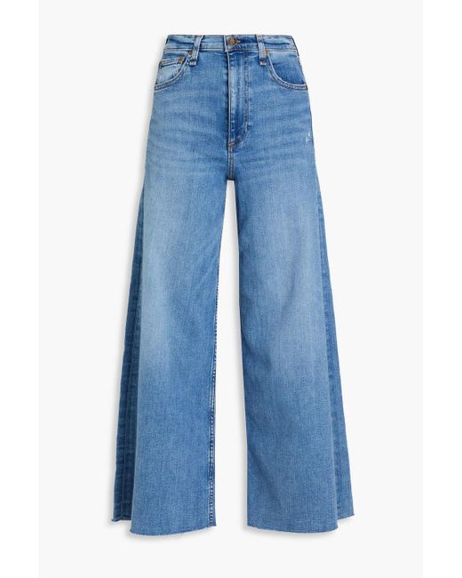Rag & Bone Blue Sofie Distressed High-rise Wide-leg Jeans