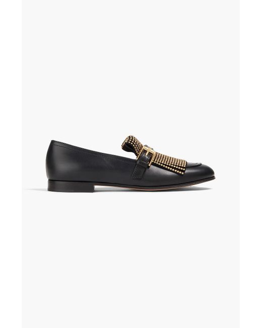 Gianvito Rossi Black Embellished Leather Loafers