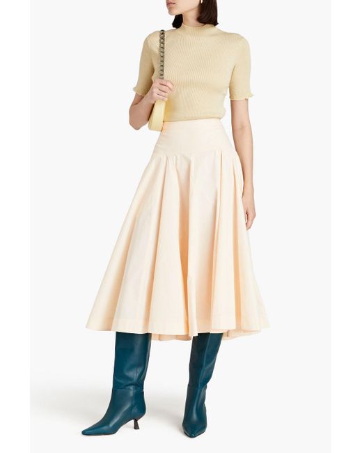 3.1 Phillip Lim White Cotton-blend Poplin Midi Skirt