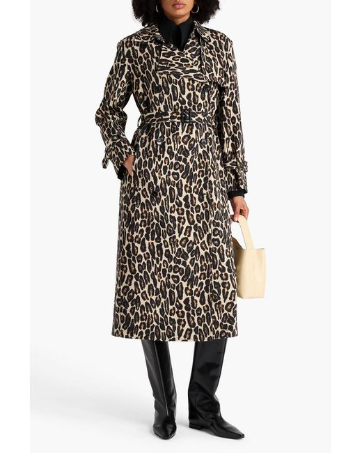 Theory Multicolor Leopard-print Wool-blend Twill Trench Coat