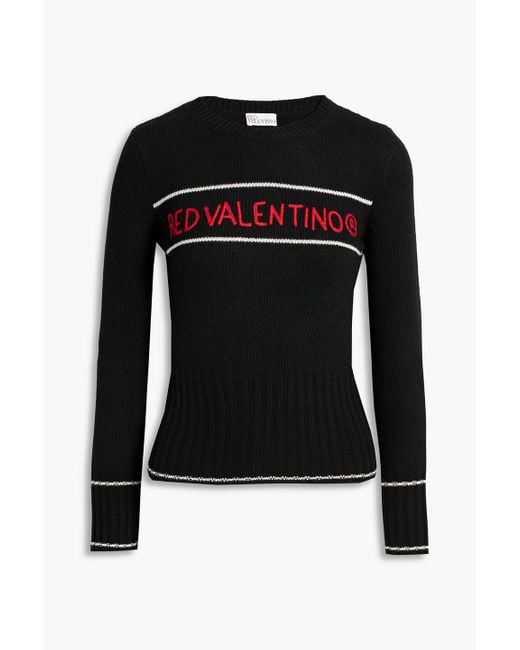 RED Valentino Black Jacquard-knit Sweater