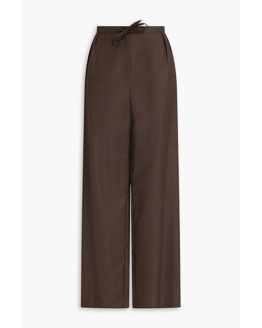 Loulou de Saison Brown Cove Pleated Wool Straight-Leg Pants