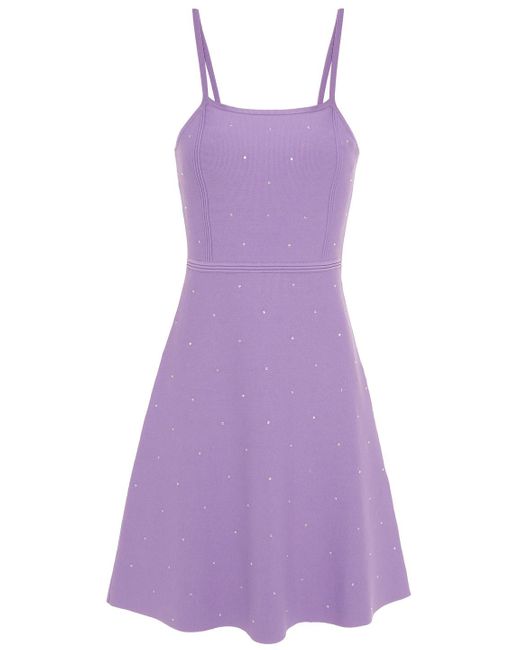 Sandro Purple Elize Crystal-embellished Knitted Mini Dress
