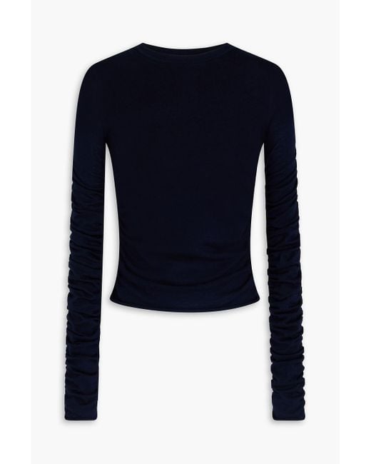 Jacquemus Blue Sargas Ruched Ribbed-Knit Sweater