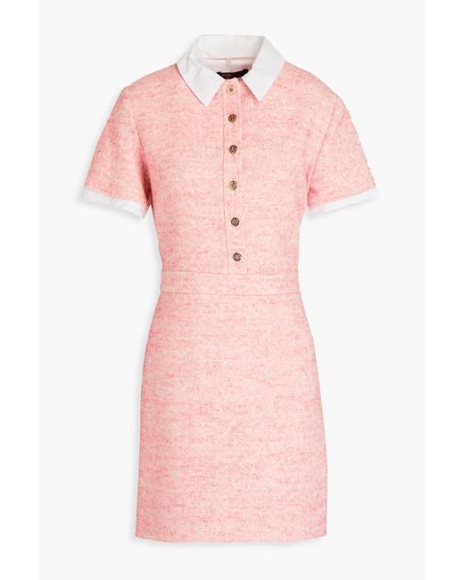 Maje Pink Bouclé-tweed Mini Dress