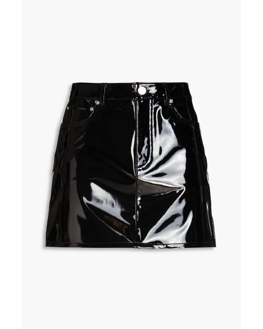 FRAME Black Le Mini Faux Patent-leather Mini Pencil Skirt