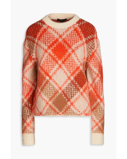 Maje Orange Jacquard-knit Sweater
