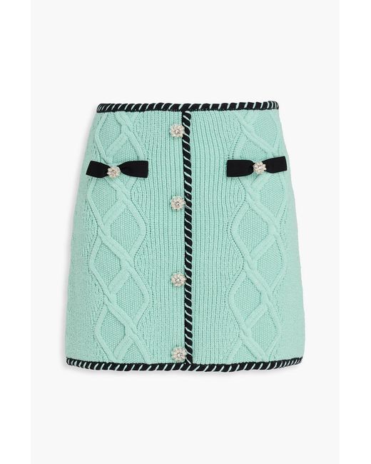 Self-Portrait Green Cable-Knit Mini Skirt