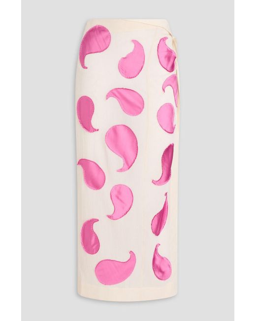 Jacquemus Pink Draggiu midirock aus baumwollgaze mit applikationen