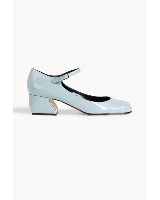Sergio Rossi Blue Patent-leather Mary Jane Pumps