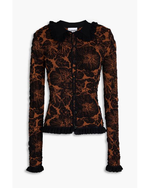Ganni Black Jacquard-knit Cardigan