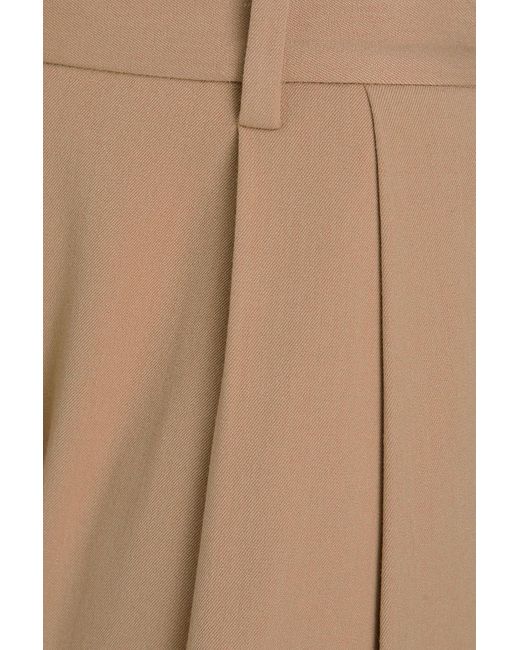 Staud Natural Luisa Pleated Twill Wide-leg Pants