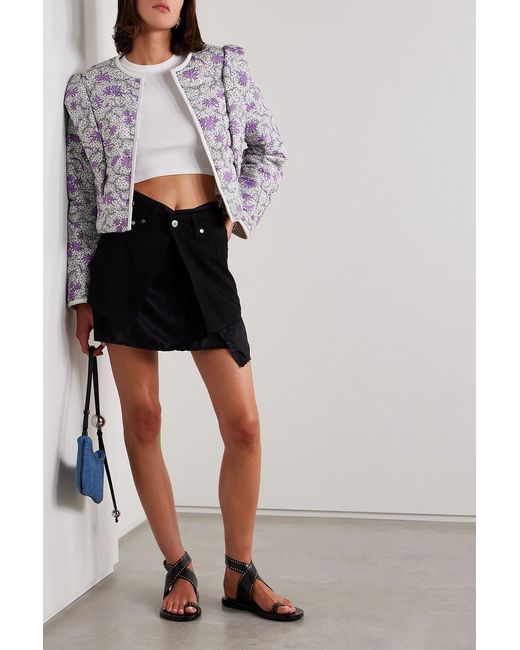Isabel Marant White Drew Convertible Printed Quilted Cotton Jacket