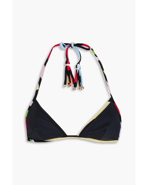 Emilio Pucci Black Tasseled Triangle Bikini Top