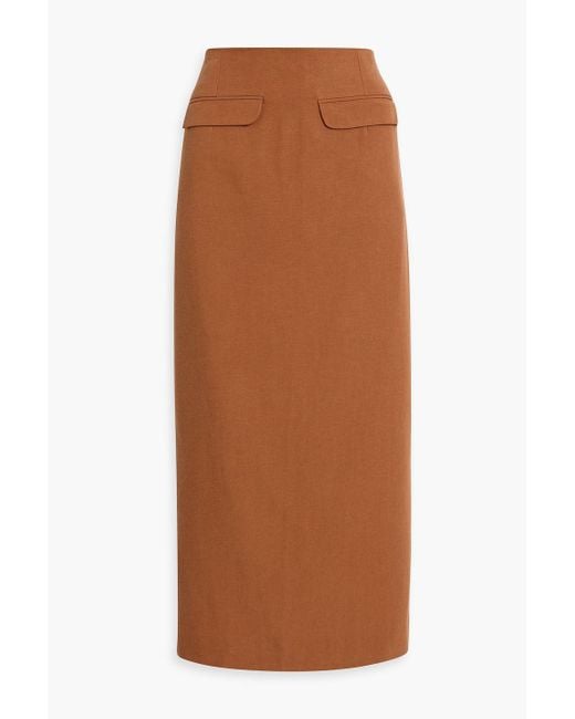 Farm Rio Brown Cotton And Lyocell-Blend Midi Skirt