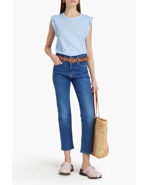 Veronica Beard Blue Dree Slub Pima Cotton-jersey Top