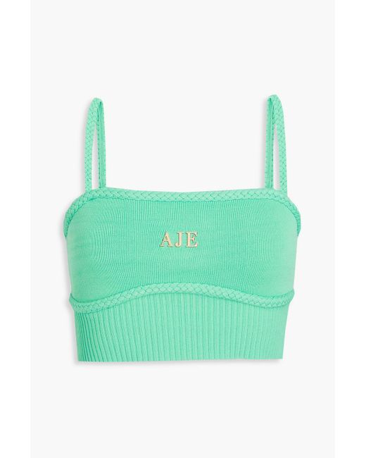 Aje. Green Ream Embellished Knitted Top