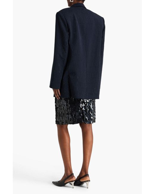 David Koma Blue Bead-embellished Twill Blazer