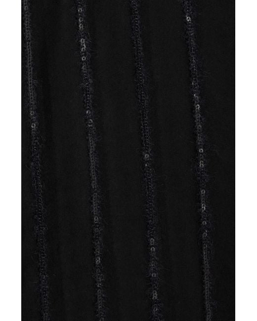 Brunello Cucinelli Black Sequin-Embellished Silk-Organza Top