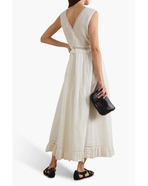 See By Chloé White Crocheted Lace-trimmed Pintucked Cotton-voile Midi Dress