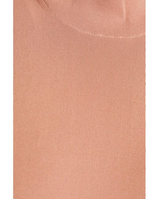 Victoria Beckham Pink Cutout Stretch-knit Turtleneck Maxi Dress