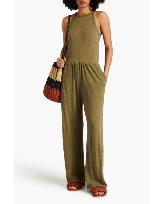 ATM Green Slub Cotton-Jersey Jumpsuit