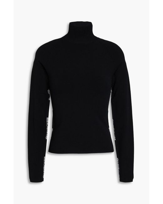 T By Alexander Wang Black Stretch-knit Turtleneck Sweater
