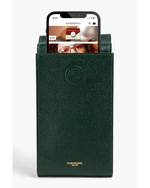 Thom Browne Smartphone-pochette aus narbenleder in Green für Herren